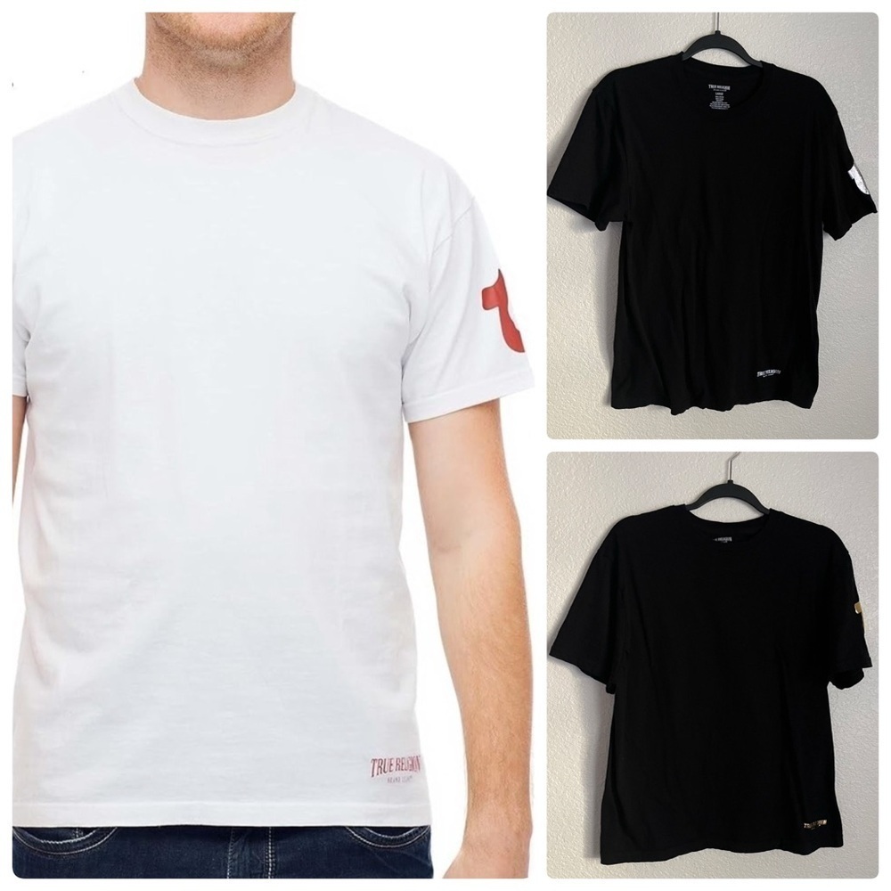 True Religion Men’s Crewneck Undershirt Tee Bundle of 2 Shirts L Black